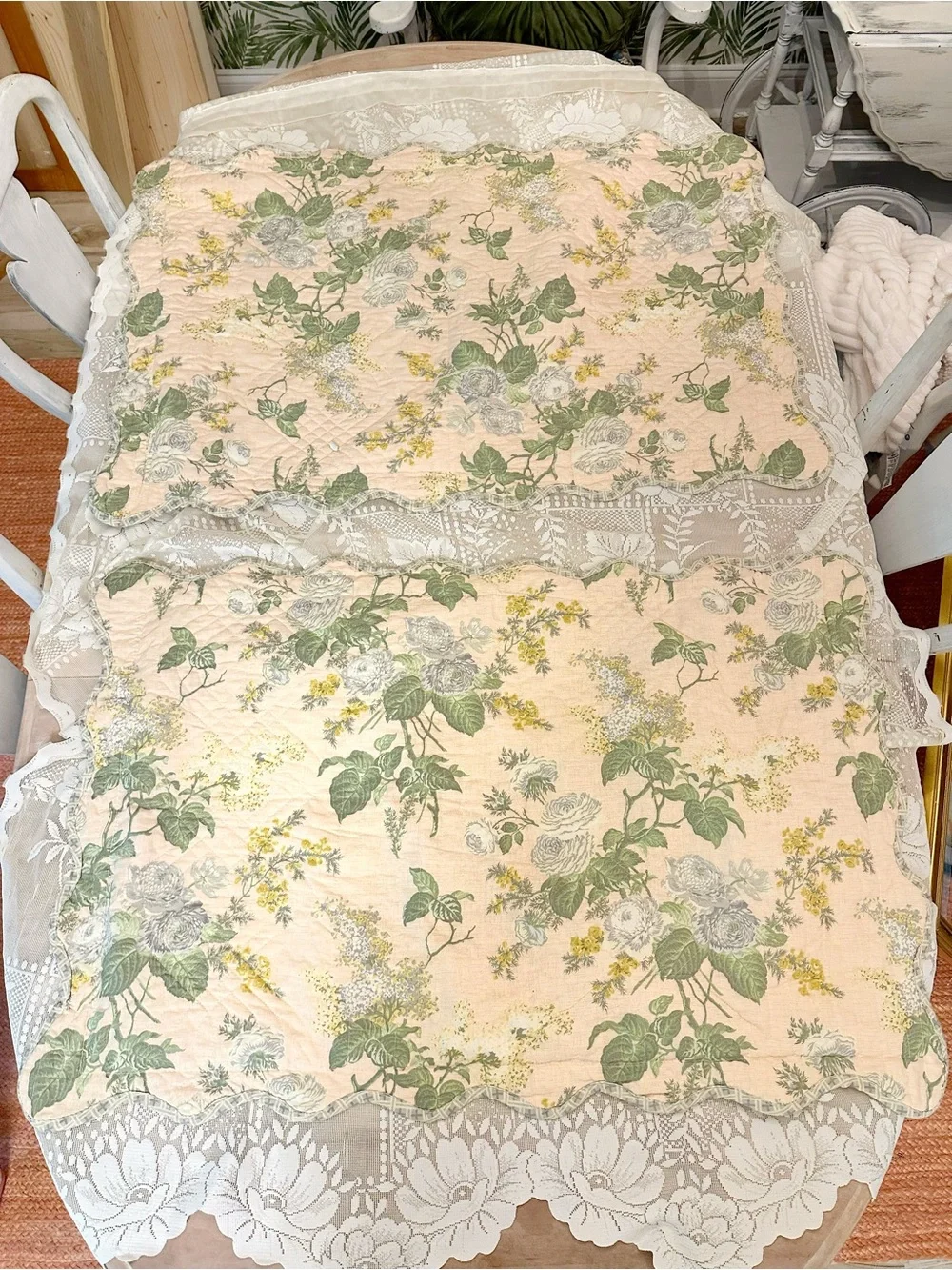 Vintage Quilted Floral Pillow Shams